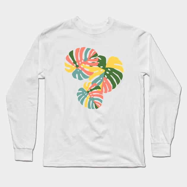 Monstera Leaf - Brights Long Sleeve T-Shirt by latheandquill